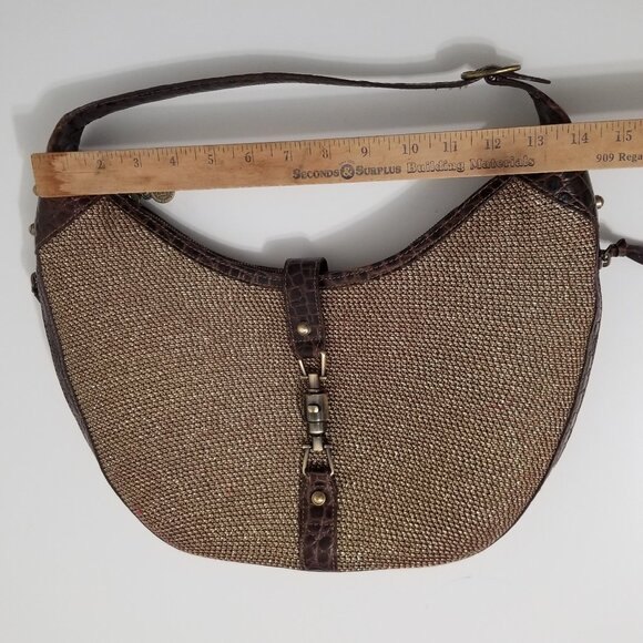 Vintage Eric Javits New York Gold Woven Squishee Studded Hobo Leather Bag - Picture 11 of 16